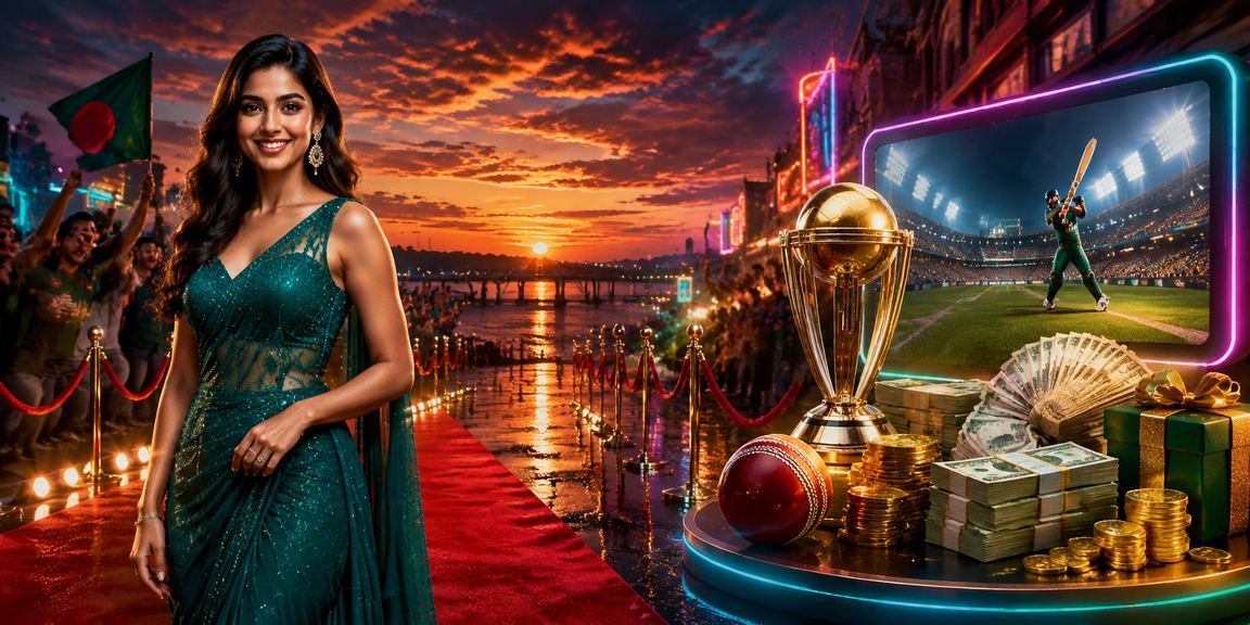 Cricket betting in Bogura — neon lights setting