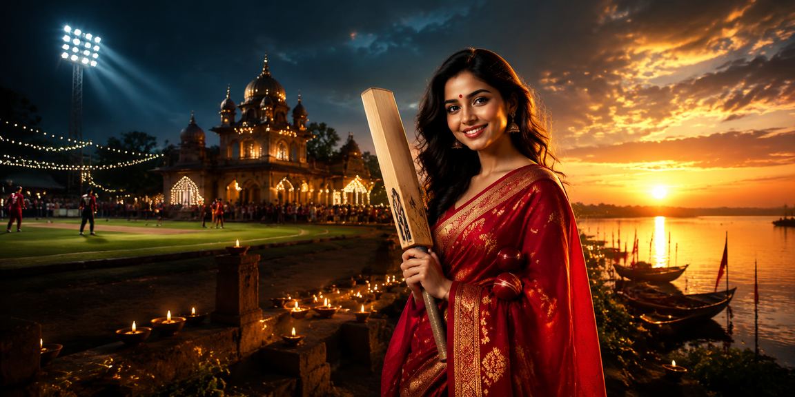টাঙ্গুয়ার হাওরে শাড়ি পরিহিত মডেল ক্রিকেট বেটিং উপভোগ করছেন